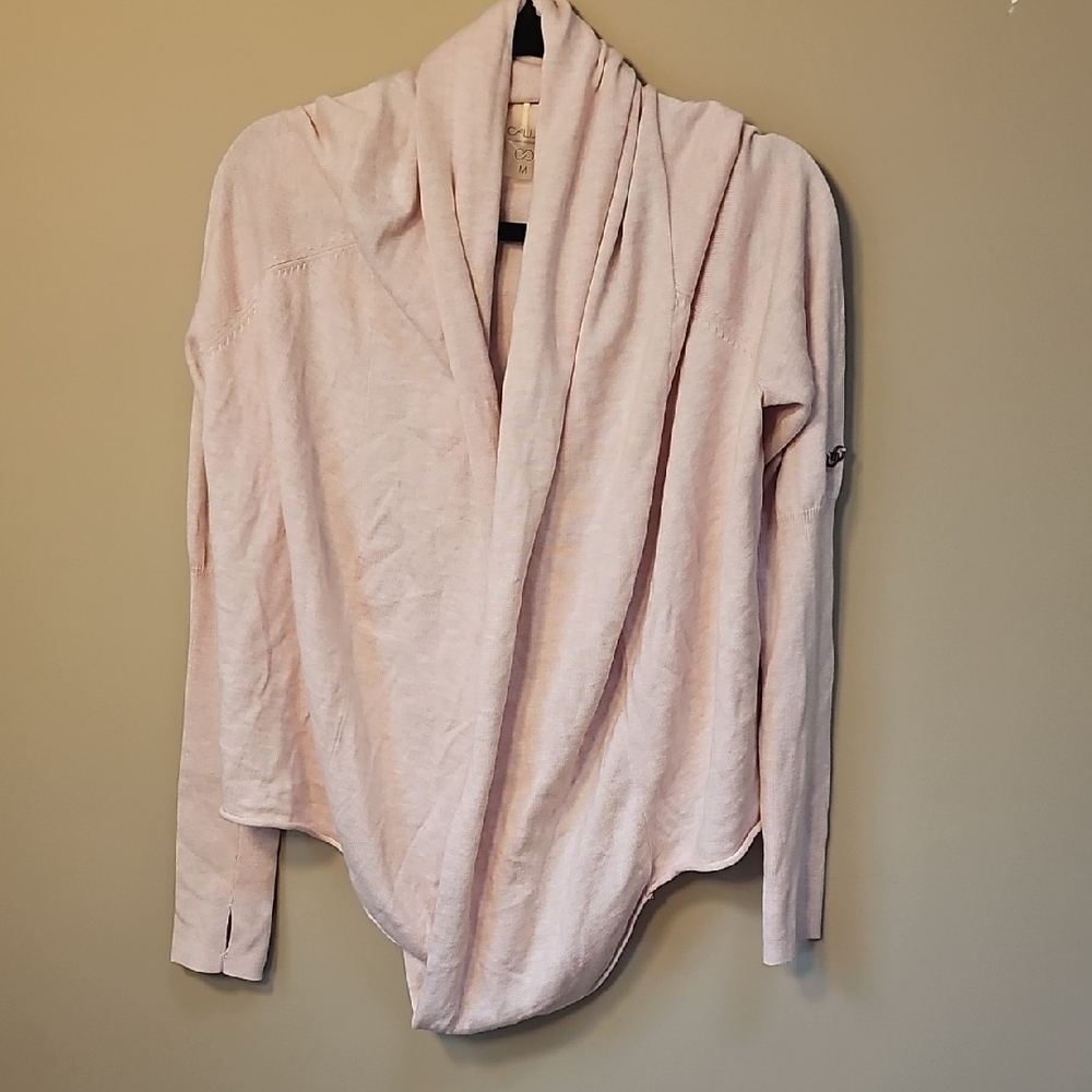 CALIA by Carrie Underwood Soft Pink Knitwear Wrap Cardigan Thumbholes